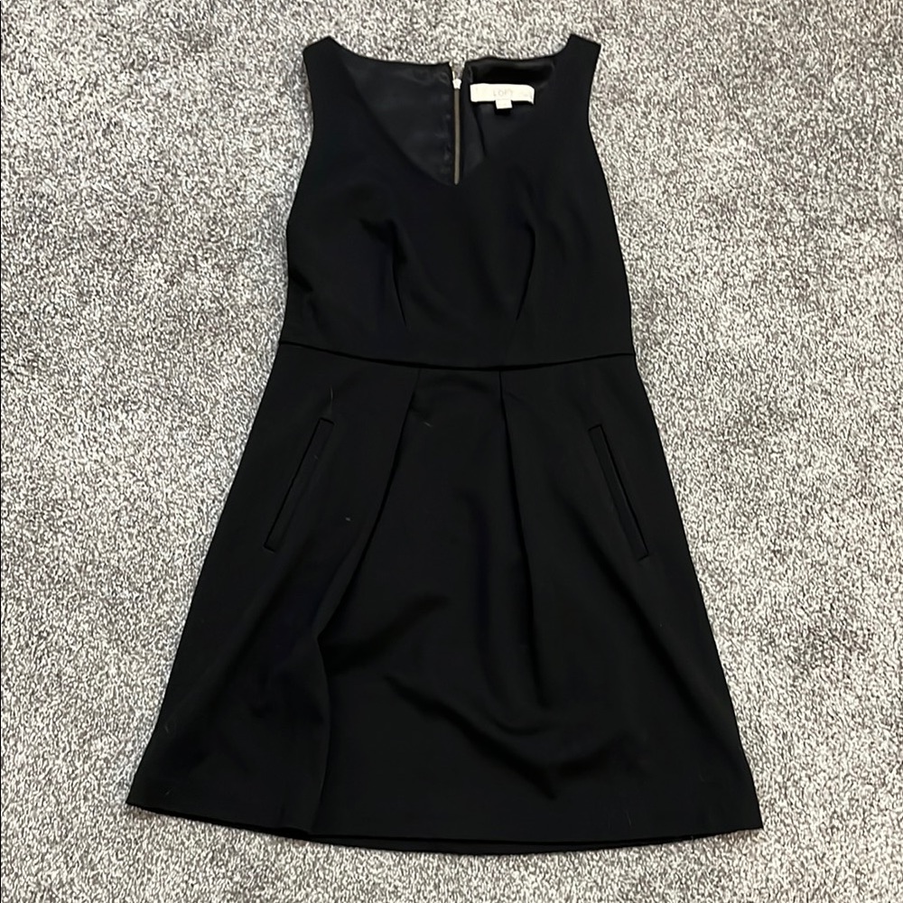 LOFT Black Sheath Mini Dress V-Neck Sleeveless Cocktail